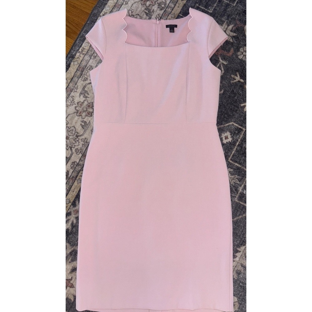 Ann Taylor size 10 Dusty Pink Sheath Dress - Scallop Square Neckline